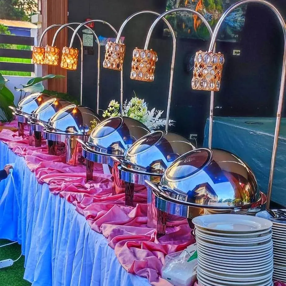 Chafing dishes ready for the buffet